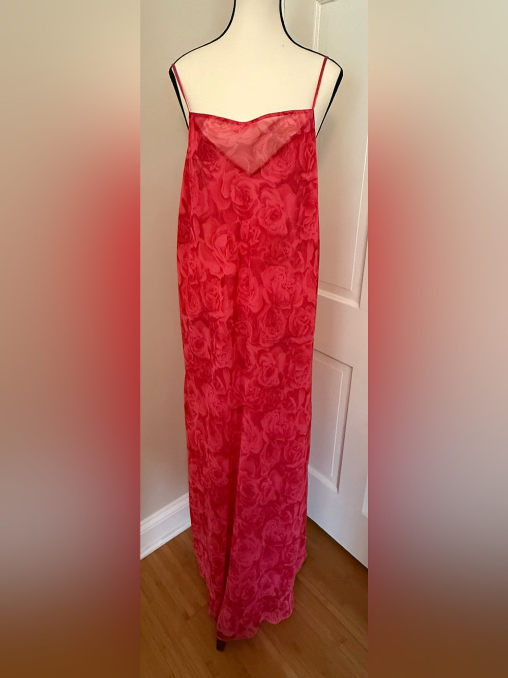 Valerie Stevens Red Rose Jacquard Slip Gown